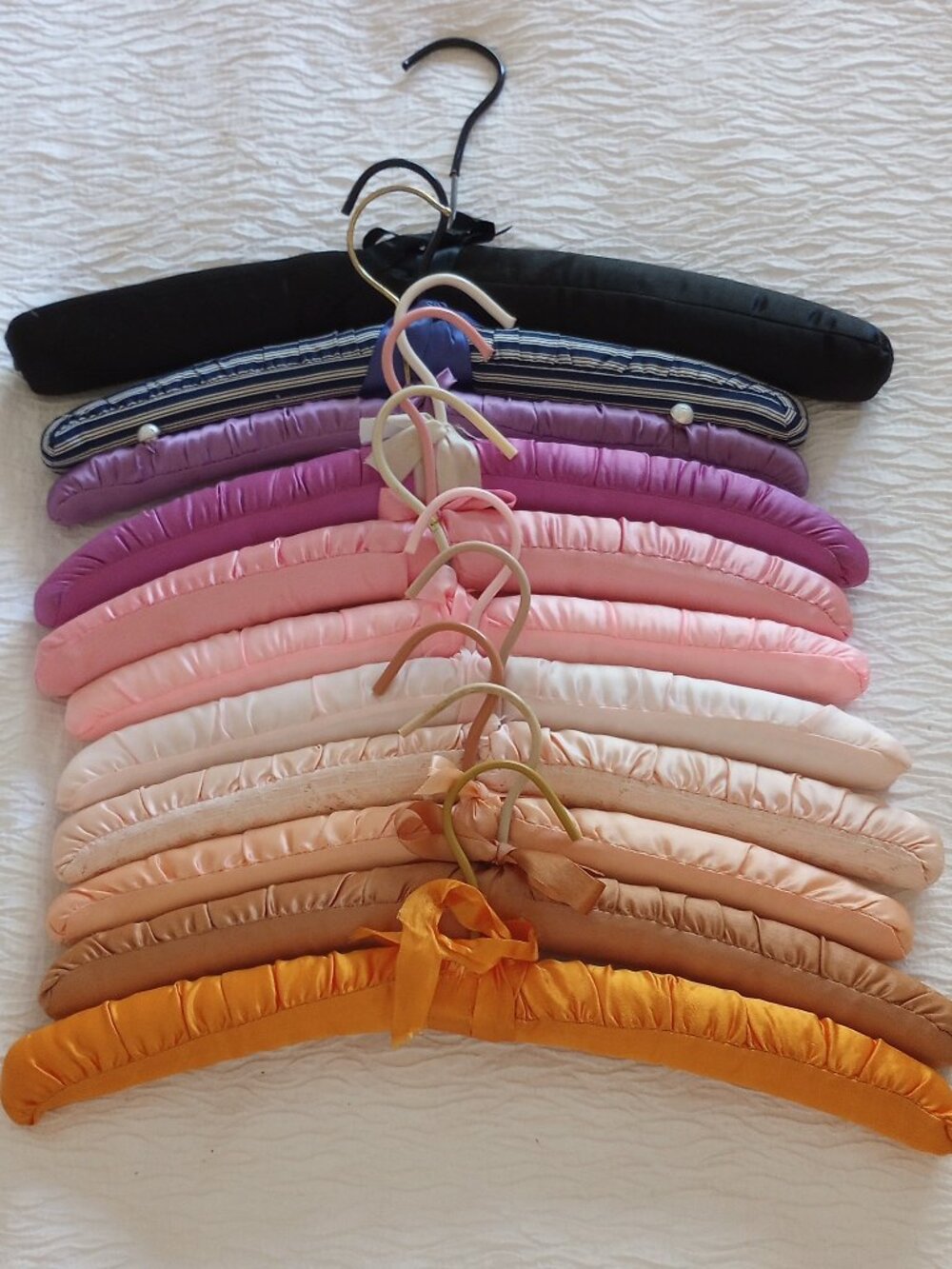 Vintage Padded Satin Clothes Hangers Lot of 11 Multicolor